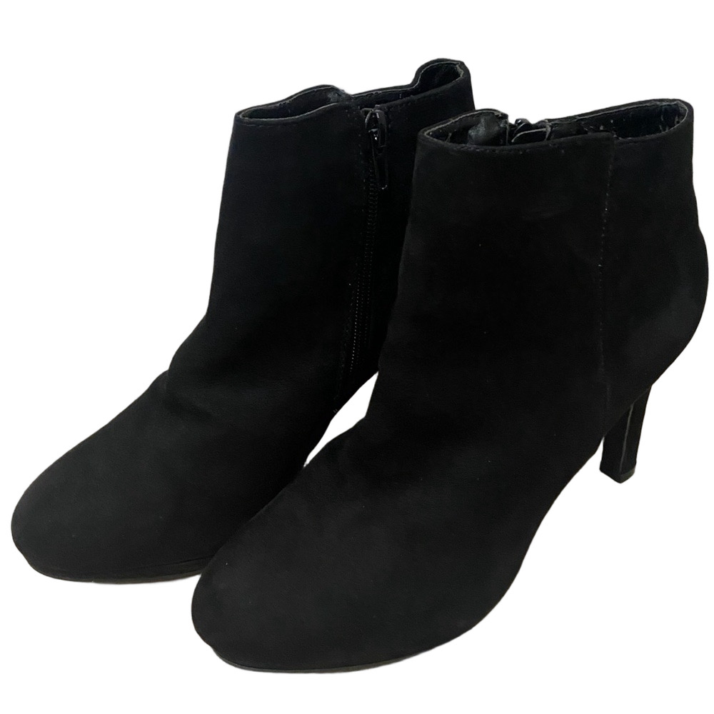 Madden Girl Black Suede Ankle Booties with High Heel, Size 7
